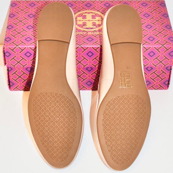 TORY BURCH CLAIRE PATENT LEATHER BALLET FLATS GOAN SAND GOLD - Picture 4 of 11